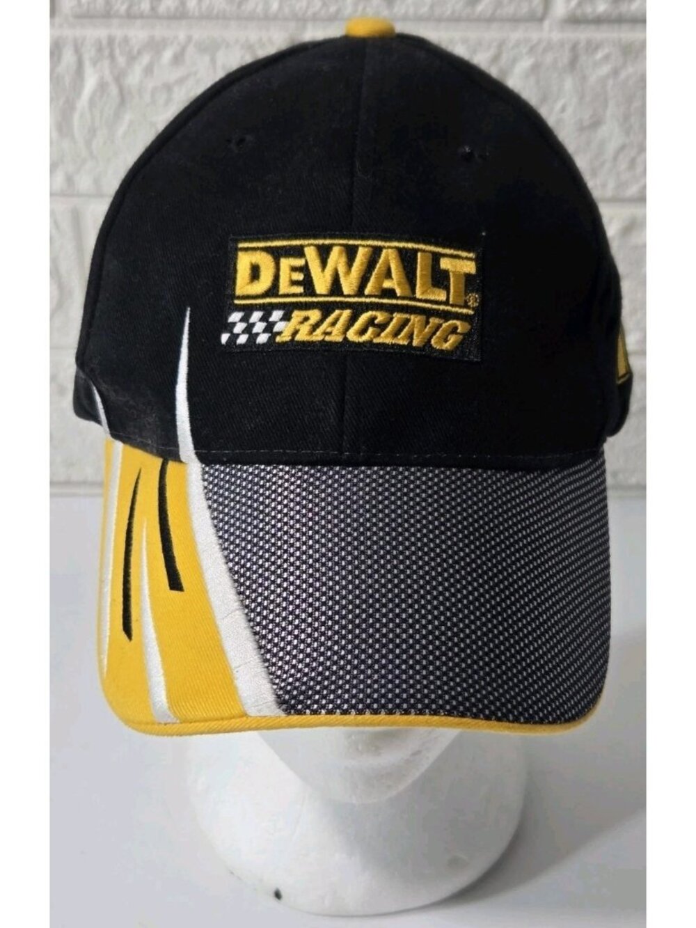 DeWalt Roush Racing Matt Kenseth NASCAR Black Checkered Strap Back Hat Cap